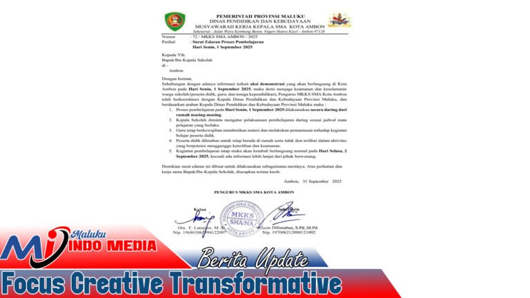 Antisipasi Aksi Demonstrasi, Proses Belajar SMA di Ambon Beralih Daring 1 September 2025