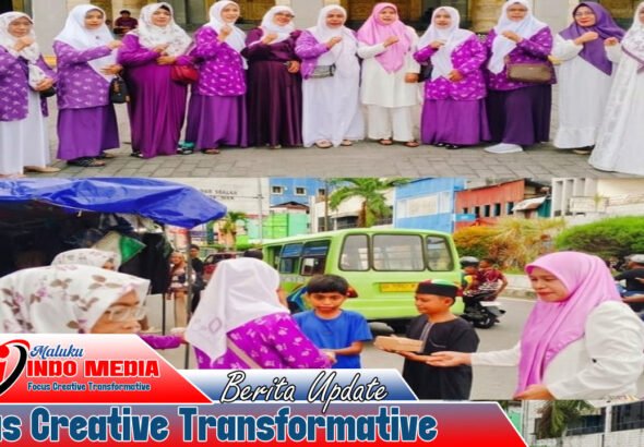 Pengurus Daerah Wanita Islam Kota Ambon Berbagi 200 Dos Takjil, Program Bidang Dakwah Tahunan di Jalan Masjid Raya Al-Fatah