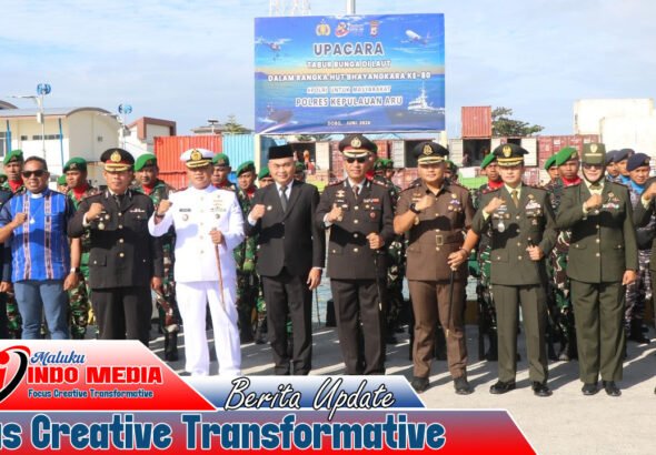 BUPATI TIMOTIUS KAIDEL HADIRI TABUR BUNGA HUT BHAYANGKARA KE-80, PERKUAT SINERGI PEMDA DAN POLRI DI KEPULAUAN ARU