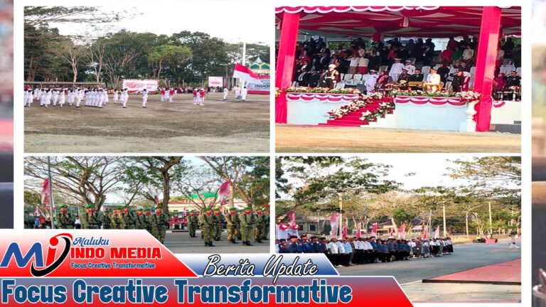 Wakil Bupati Aru Pimpin Penurunan Bendera, Paskibraka Tutup HUT RI ke-81 dengan Formasi “ARU”