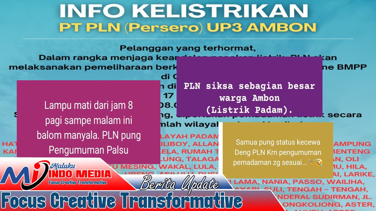 Pemeliharaan Jaringan PLN di GI Waai Picu Pemadaman Tak Merata, Warga Pertanyakan Kejelasan Informasi