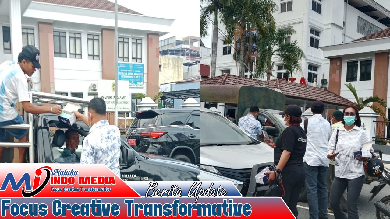 Protokoler kota Ambon bersama Insan Pers bagikan 5.000 Masker, Respon bahaya Karhutla di Maluku